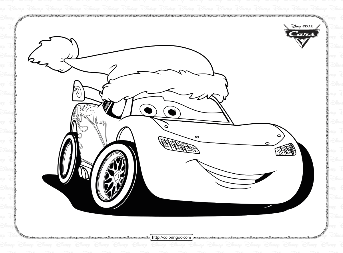 Merry Christmas Lightning McQueen Coloring Page Merry Christmas Lightning McQueen Coloring Page