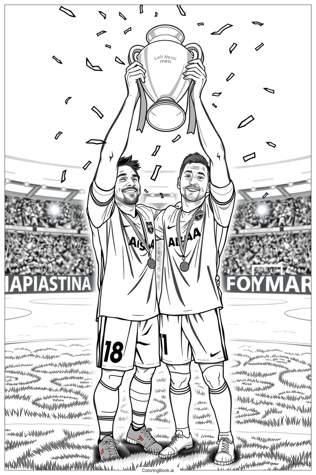 Messi Holding A Soccer Ball 2 Coloring Page Free PDF PNG Printable 