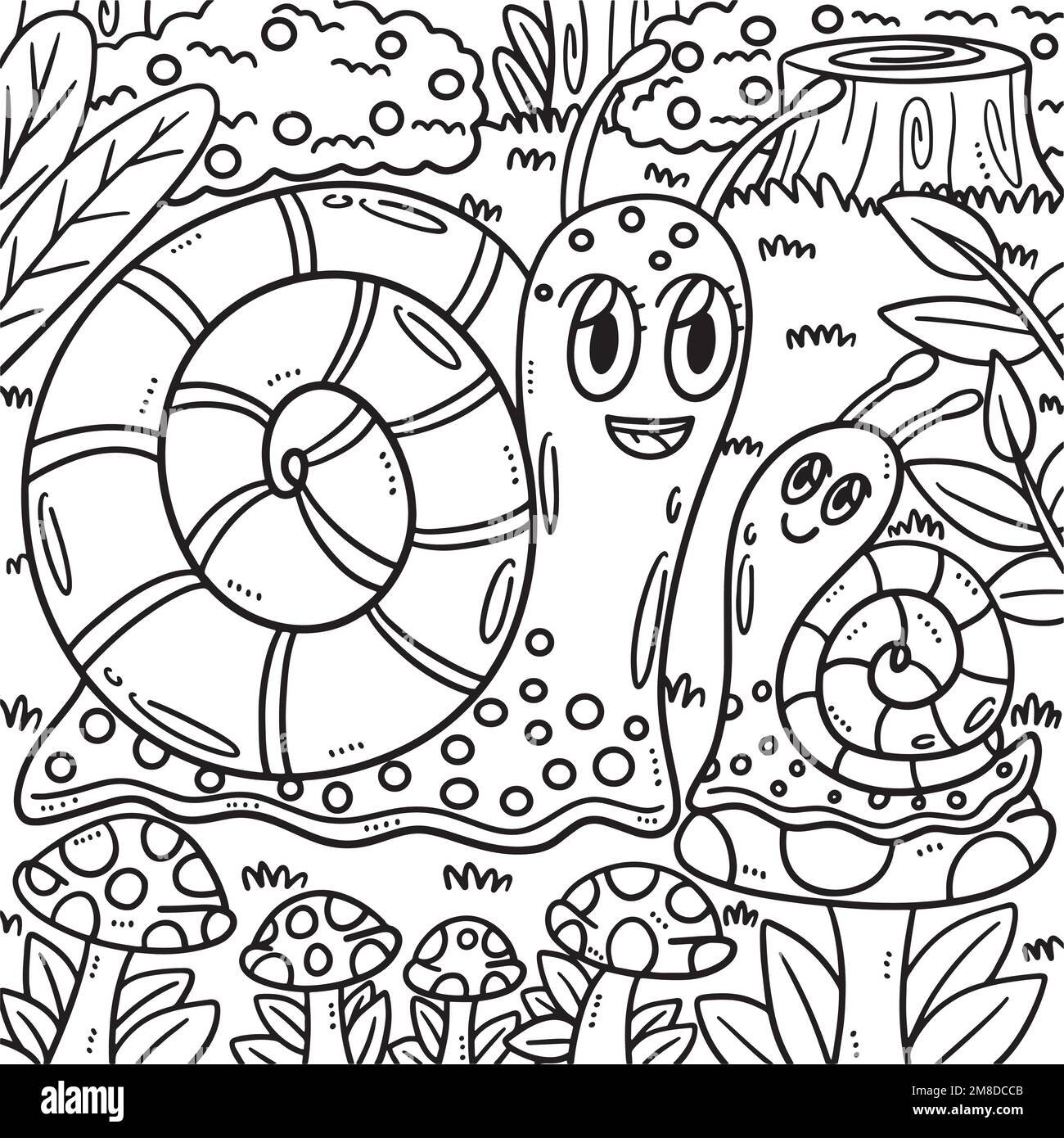 Mother Snail And Baby Snail Coloring Page For Kids Stock Vector Image Art Alamy