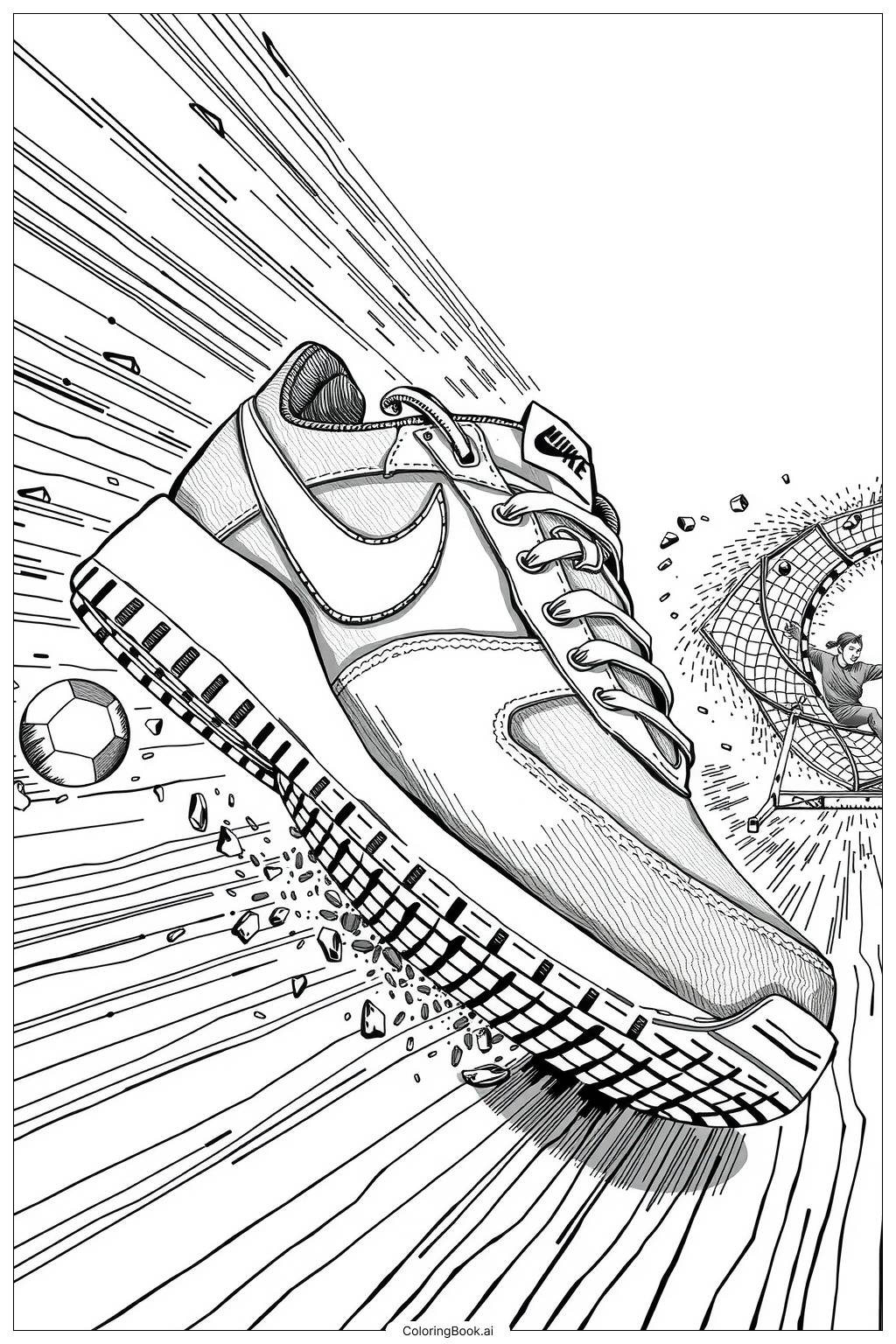 Nike Shoes Featured In A High energy Sports Action Scene Coloring Page Free PDF PNG Printable 