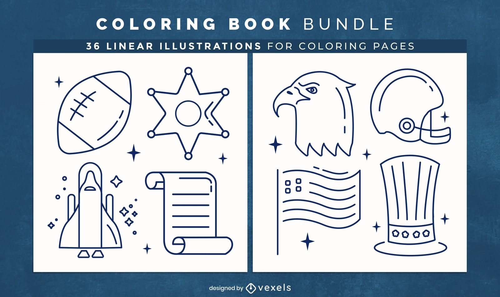 Patriotic USA Coloring Book Design Pages Vector Download
