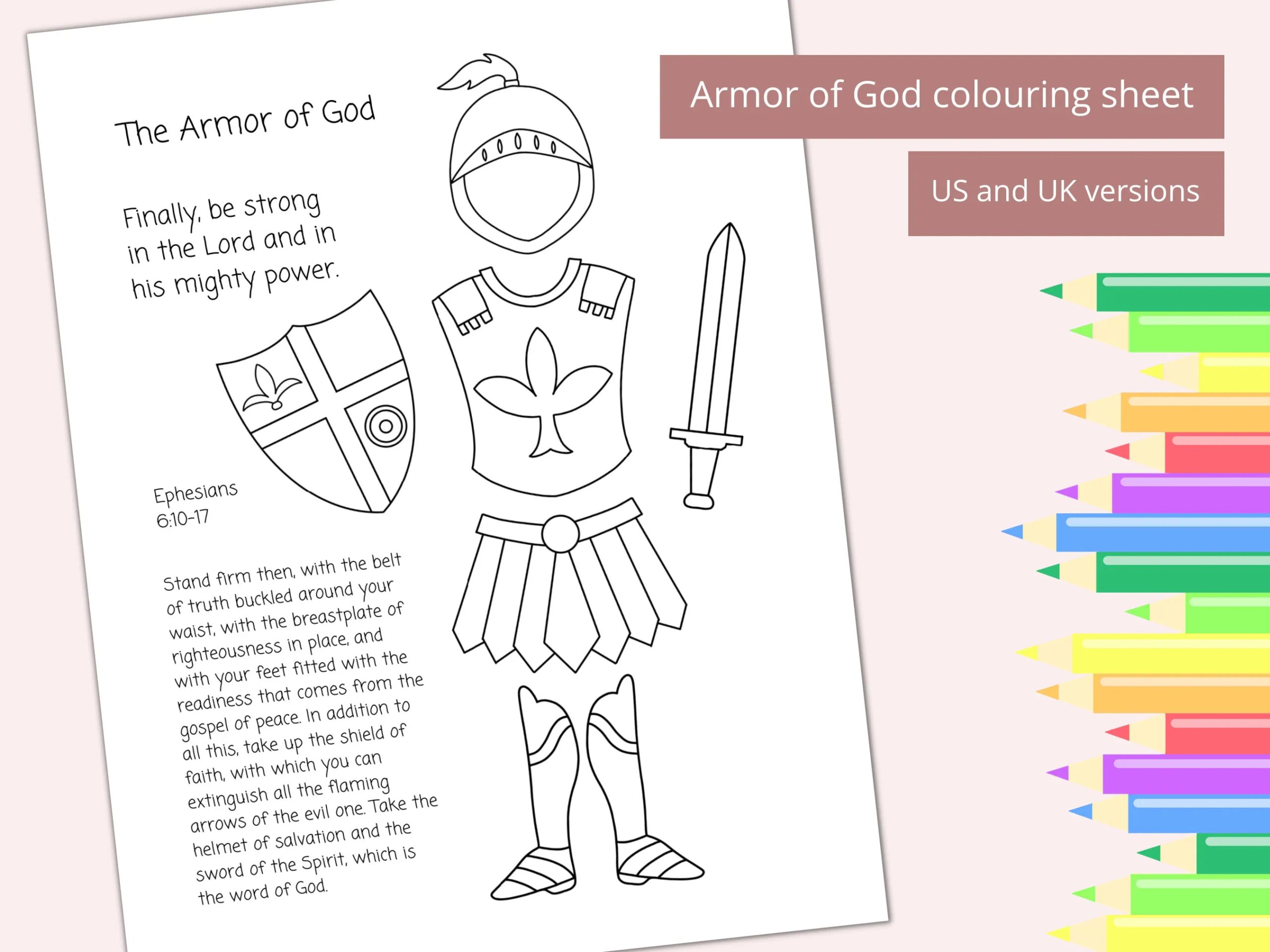 Armor Of God Coloring Pages Free