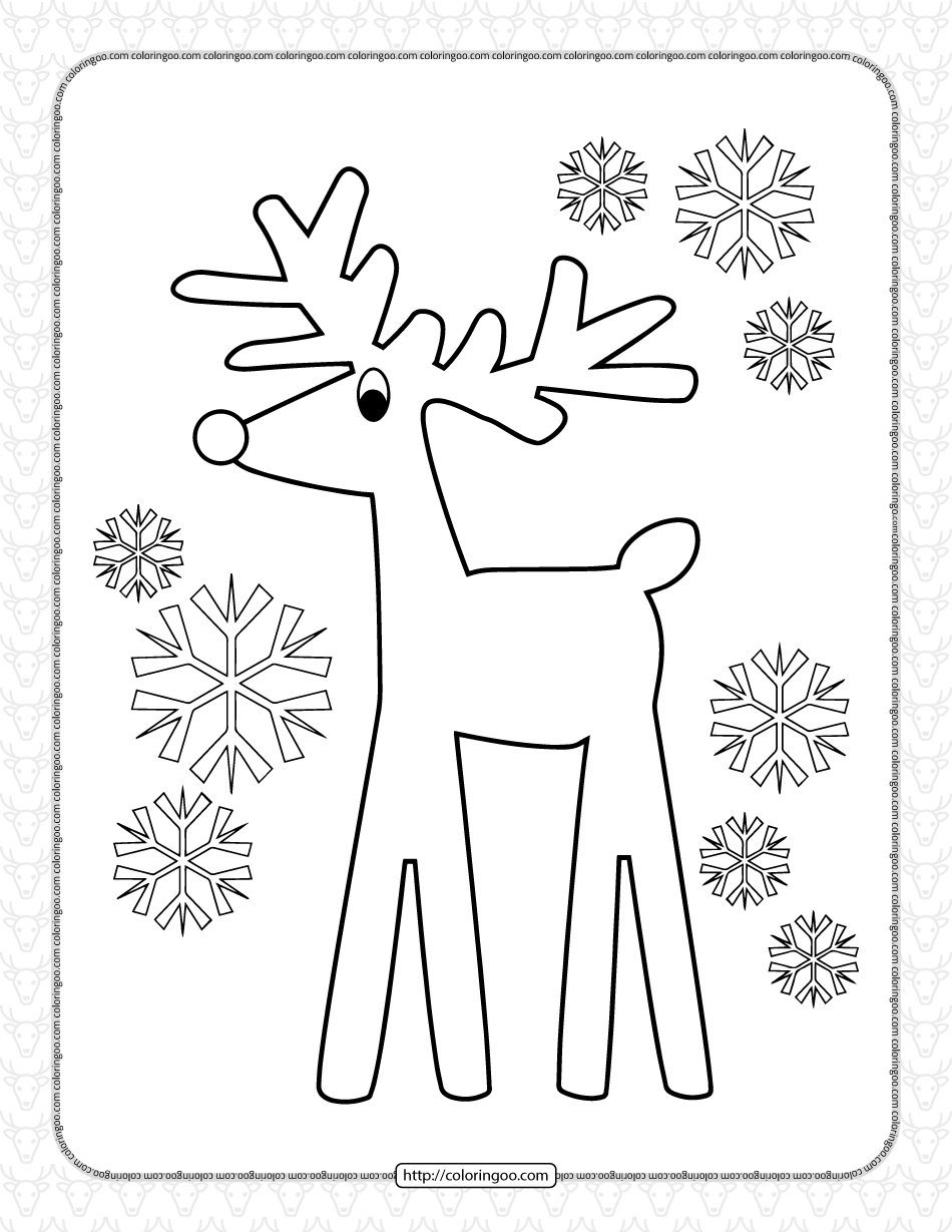 Printable Christmas Reindeer Coloring Page