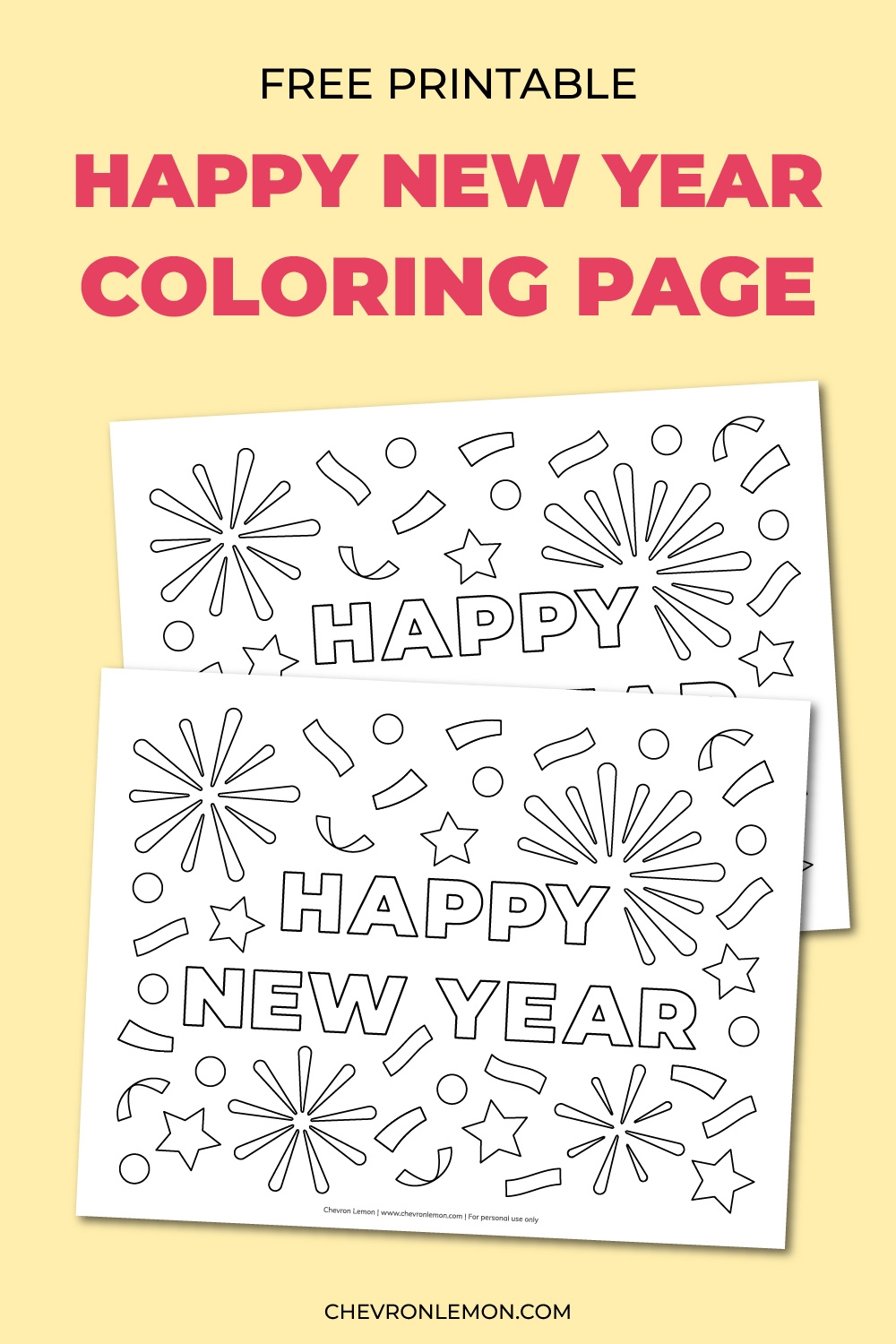 Happy New Year Coloring Page Free Printable