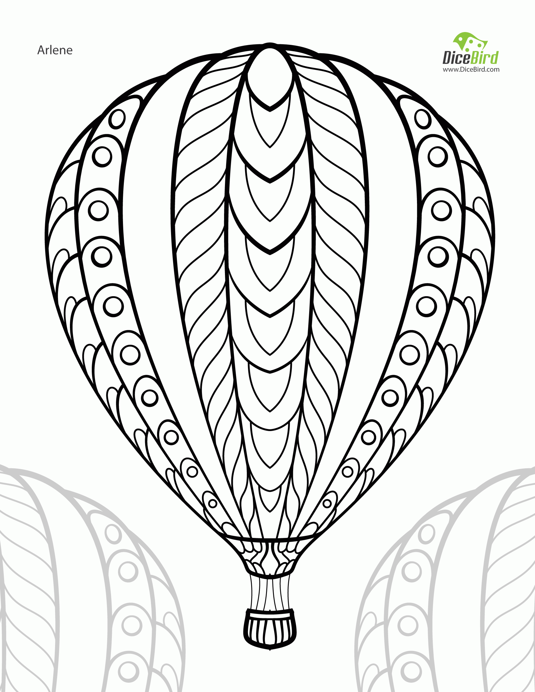 Printable Hot Air Balloon Coloring Page 619791