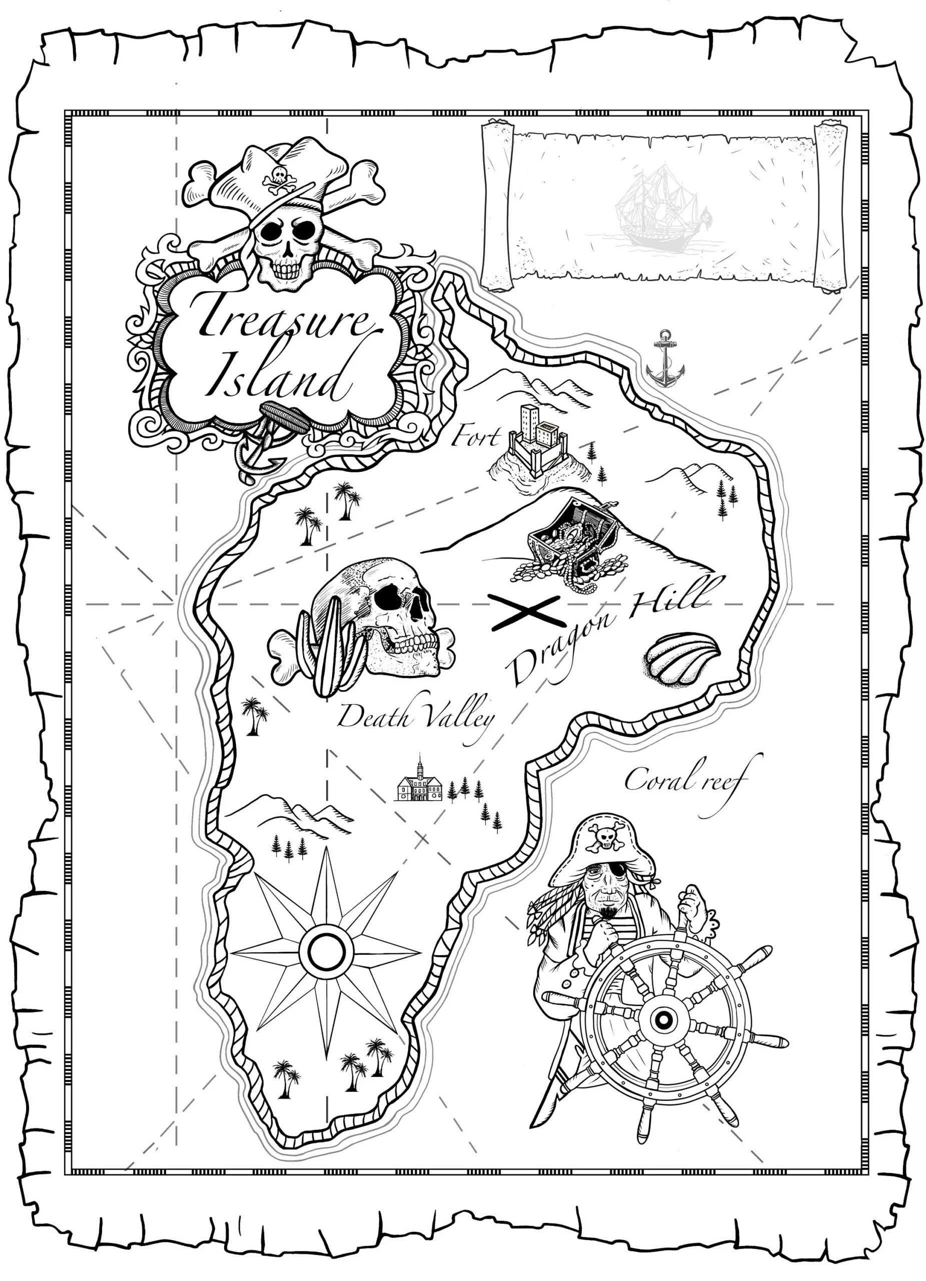 Printable Treasure Map Coloring Page