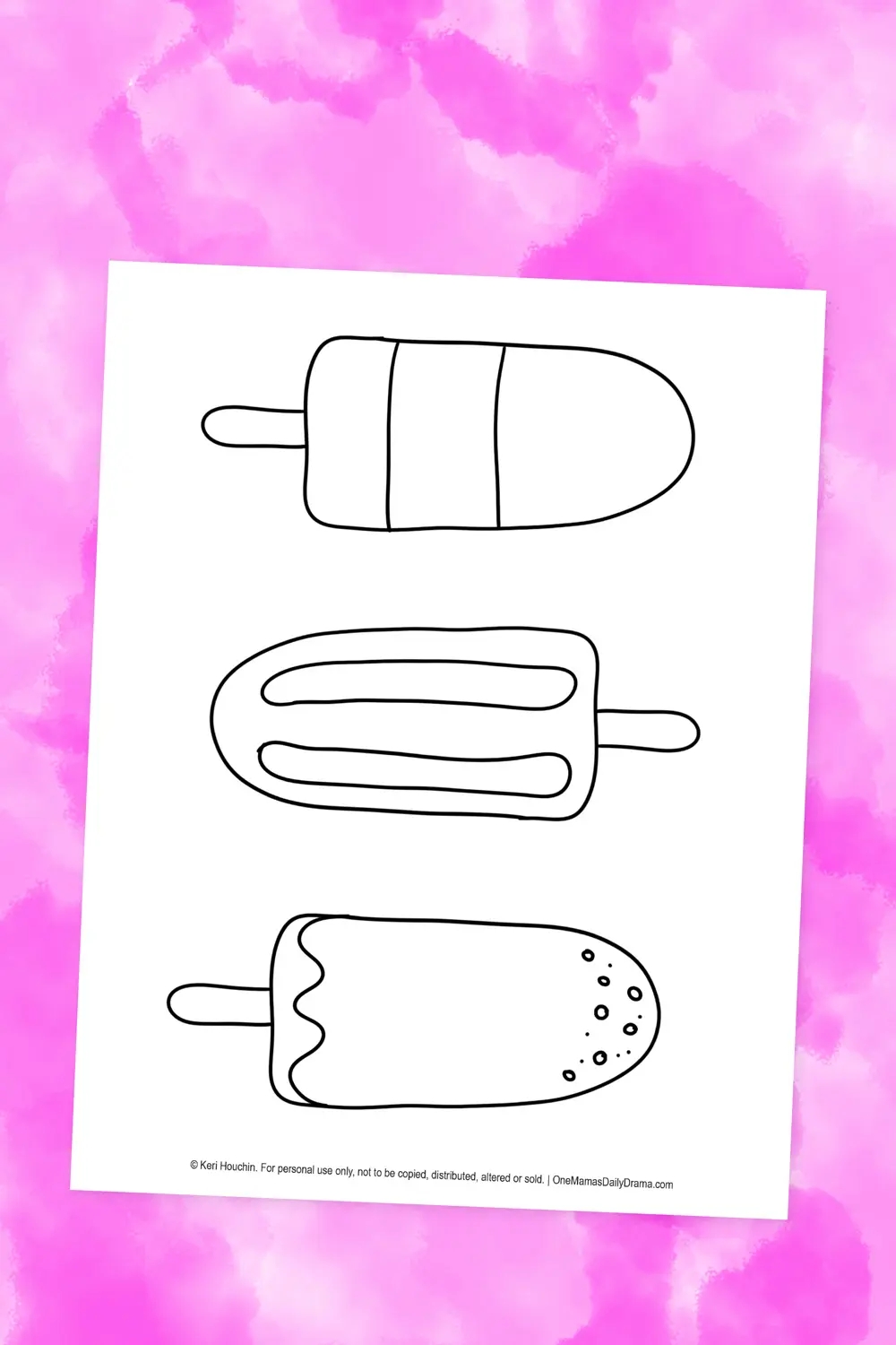 Printable Summer Popsicle Coloring Page