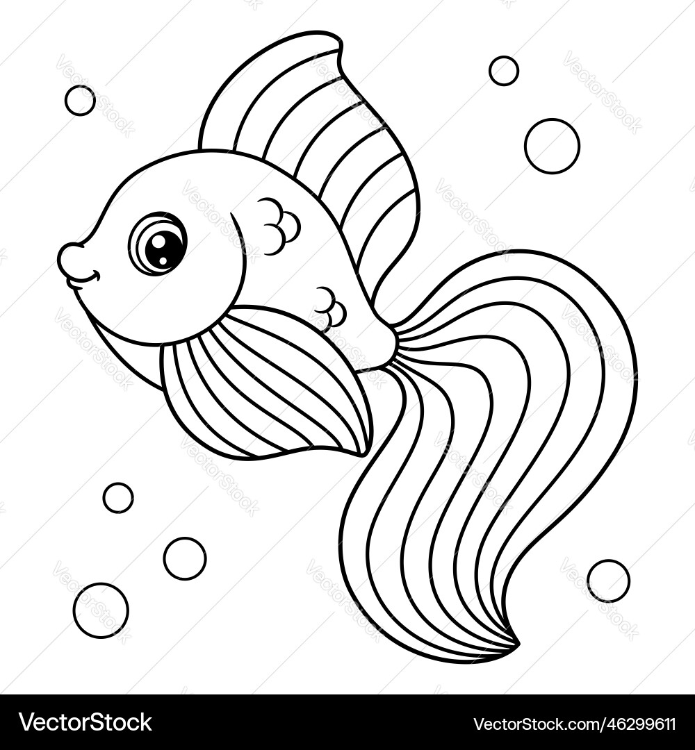Rainbow Fish Coloring Page Royalty Free Vector Image
