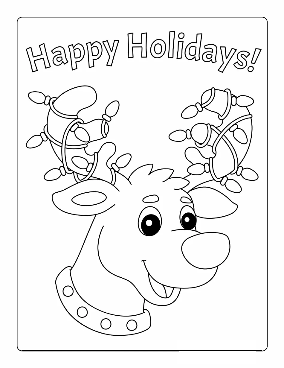 Reindeer Coloring Pages Happy Holidays Download Printable PDF Templateroller