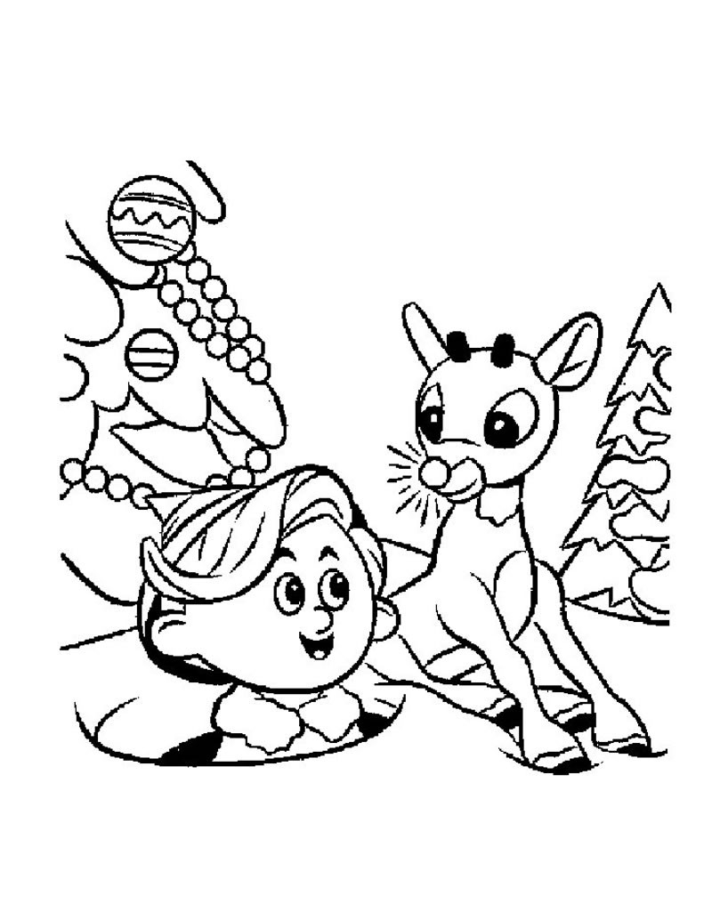 Rudolph And Hermey The Misfit Elf Coloring Pages Hellokids