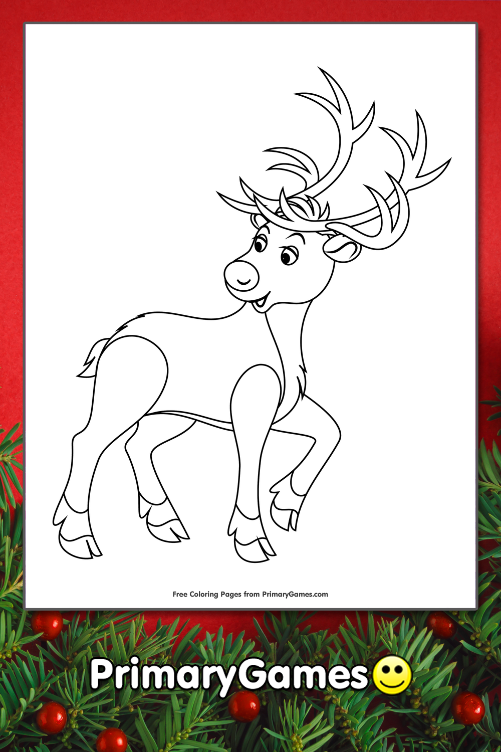 Rudolph The Red Nosed Reindeer Coloring Page FREE Printable PDF 