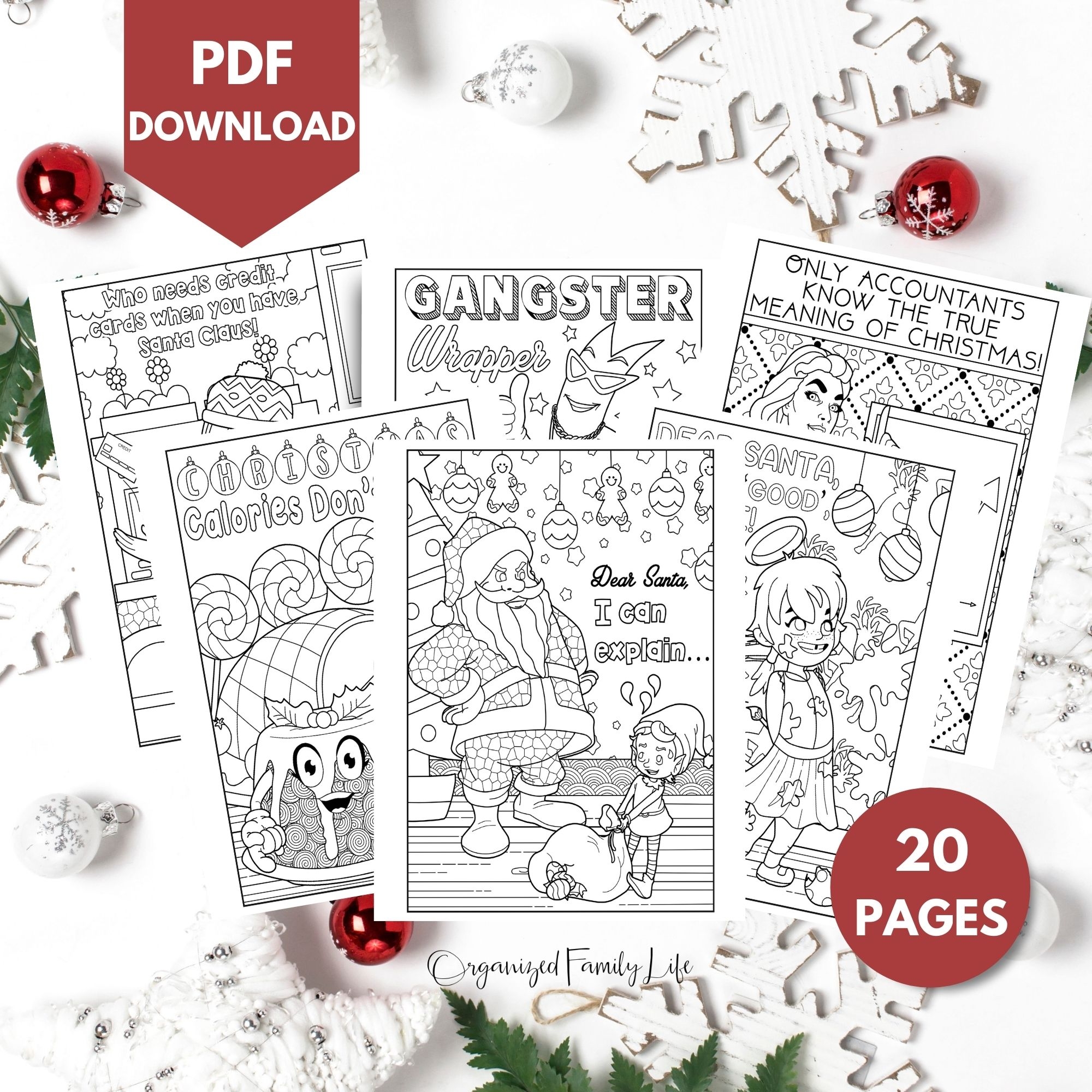 Sarcastic Christmas Coloring Pages PDF Printable Instant Download Organized Family Life
