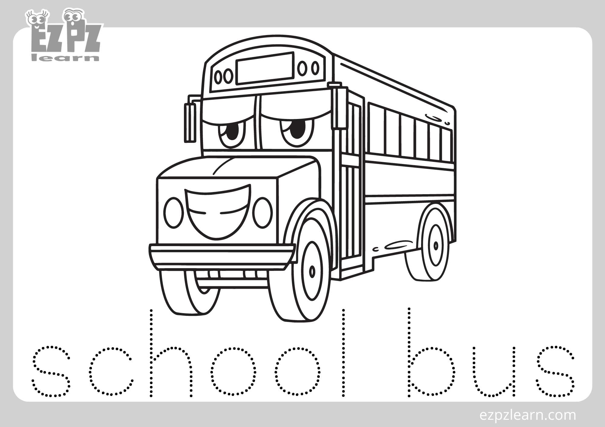 School Bus Coloring Page For Kids Free PDF Download Ezpzlearn