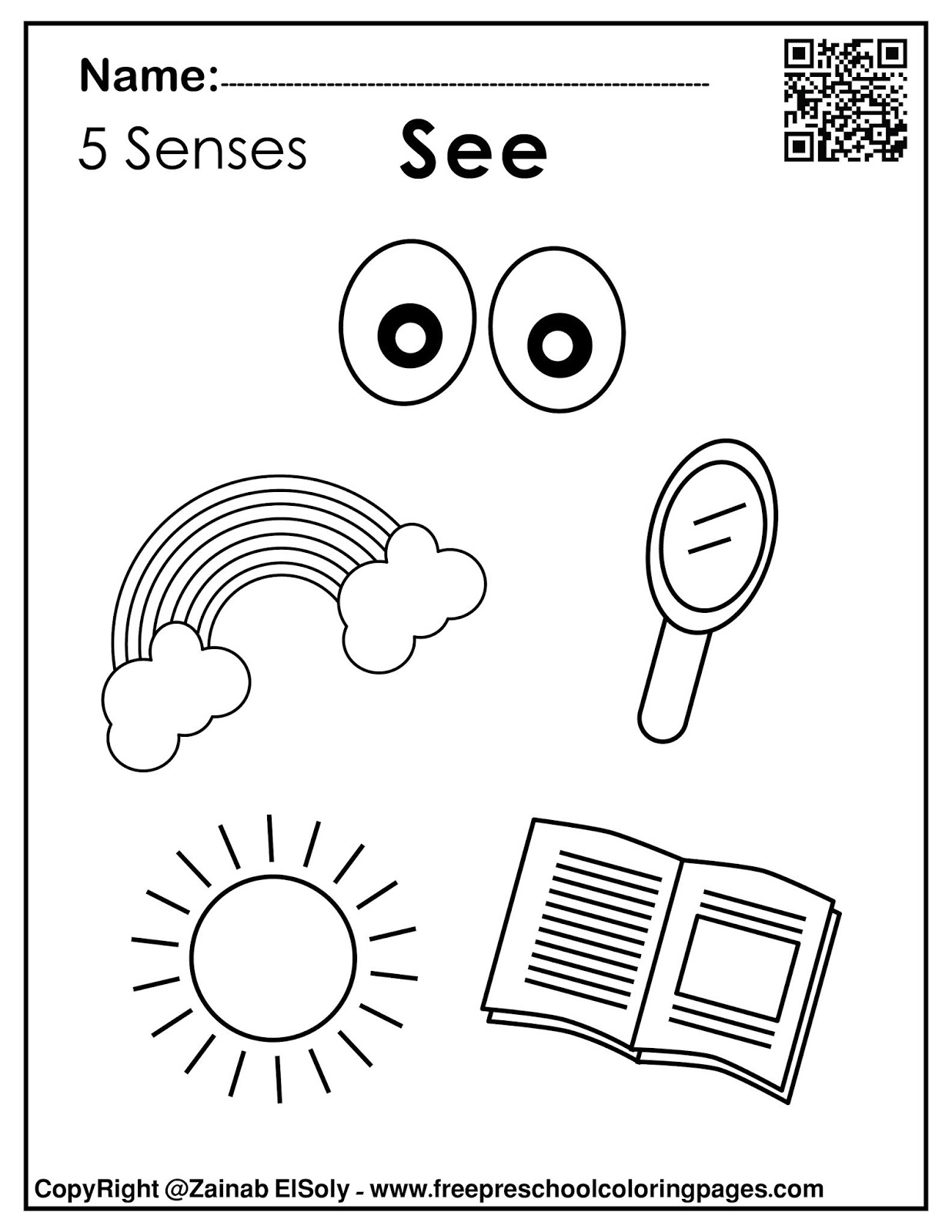 set of 5 senses activities for kids