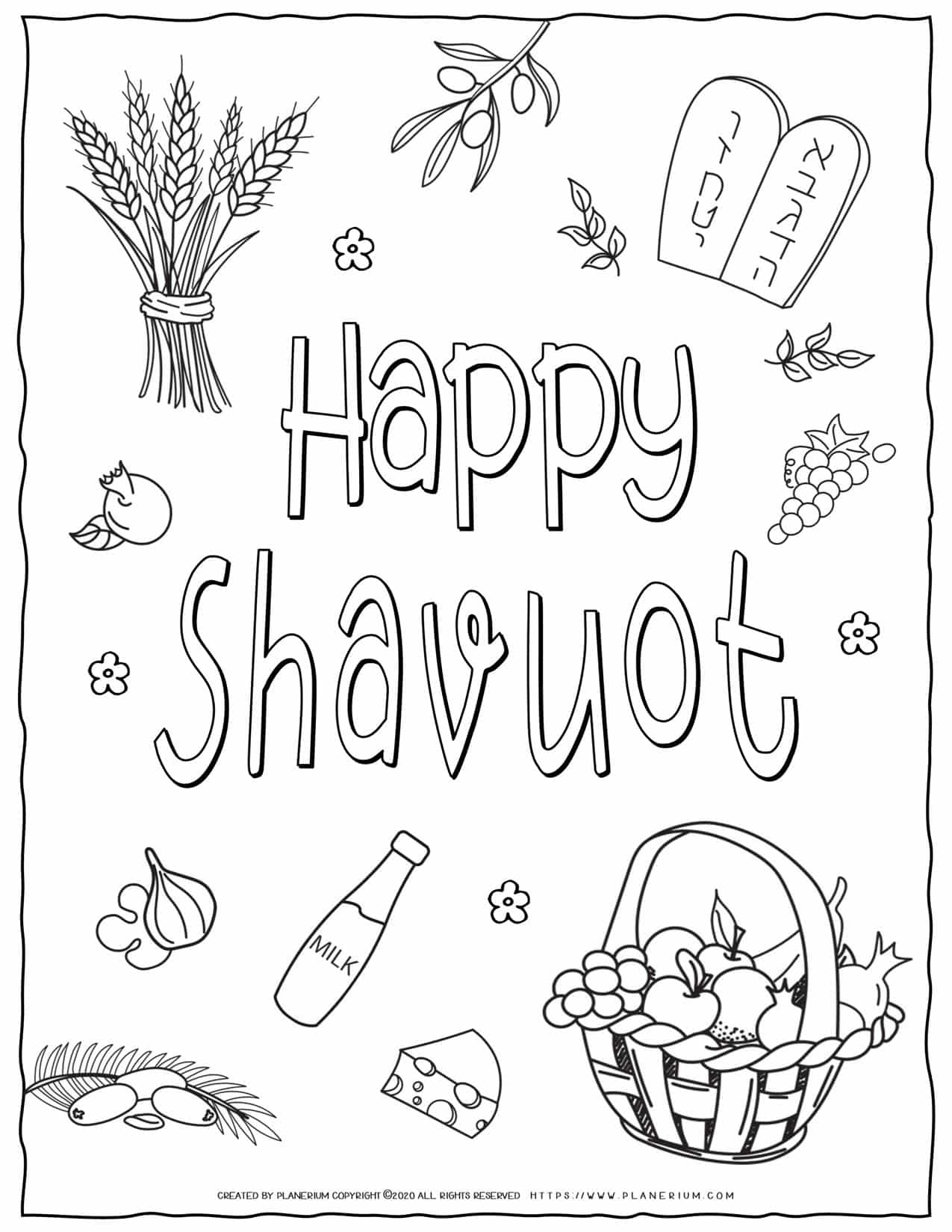 Shavuot Coloring Page Happy Shavuot In English Planerium Shavuot Coloring Page Happy Shavuot In English Planerium