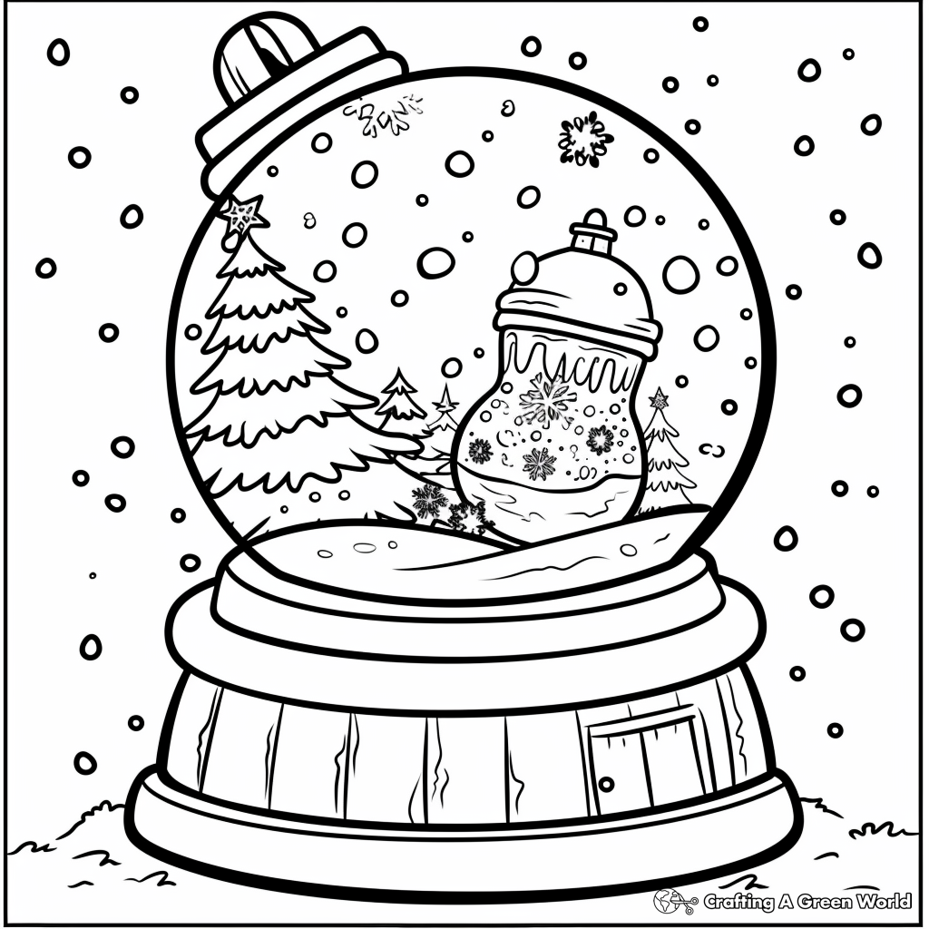 snow globe coloring pages free printable