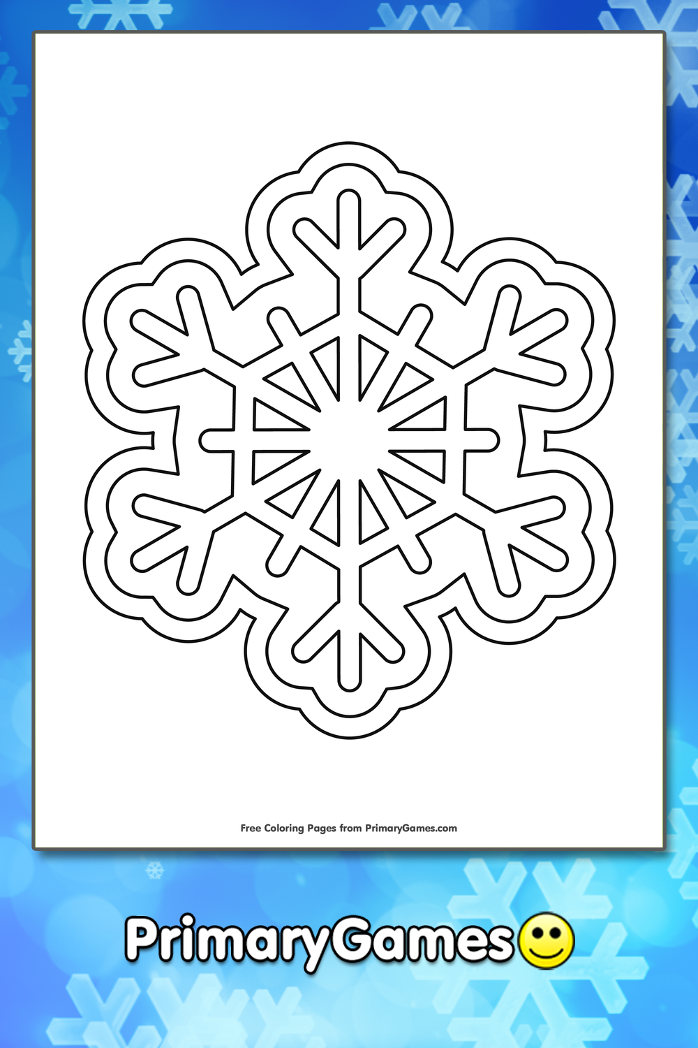 snowflake coloring page free printable pdf from primarygames