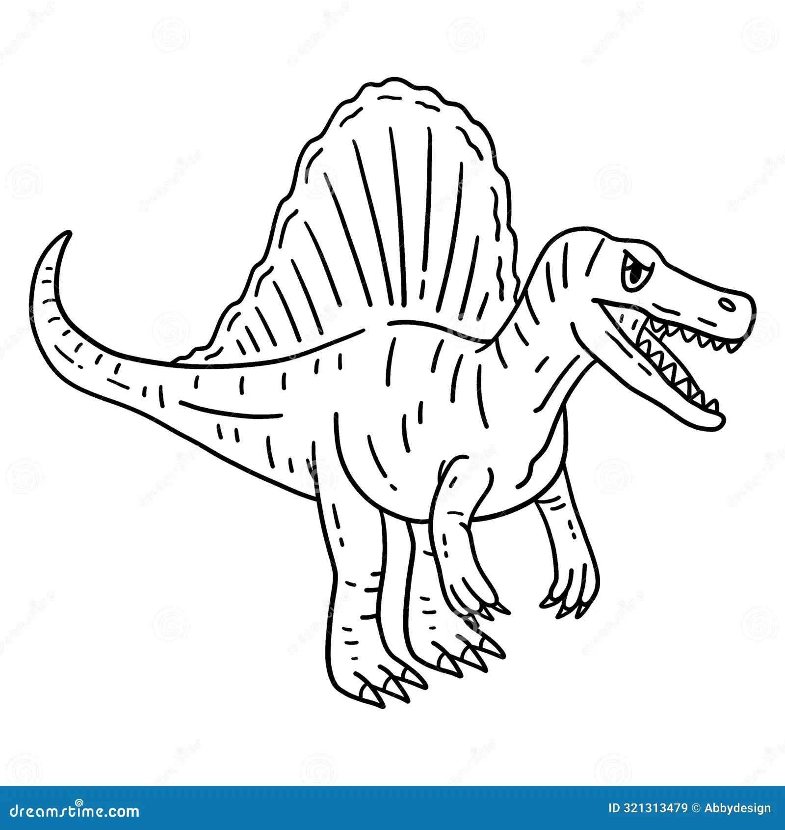 Spinosaurus Dinosaur Isolated Coloring Page Stock Vector Illustration Of Color Line 321313479