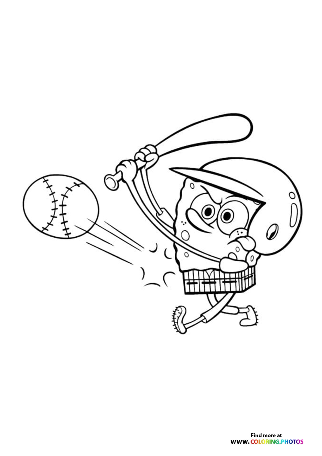 Spongebob Playing Baseball Coloring Pages For Kids