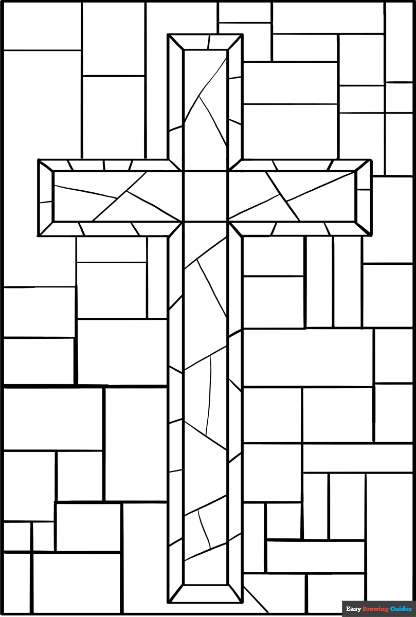 Stained Glass Cross Coloring Page Easy Drawing Guides Stained Glass Cross Coloring Page Easy Drawing Guides