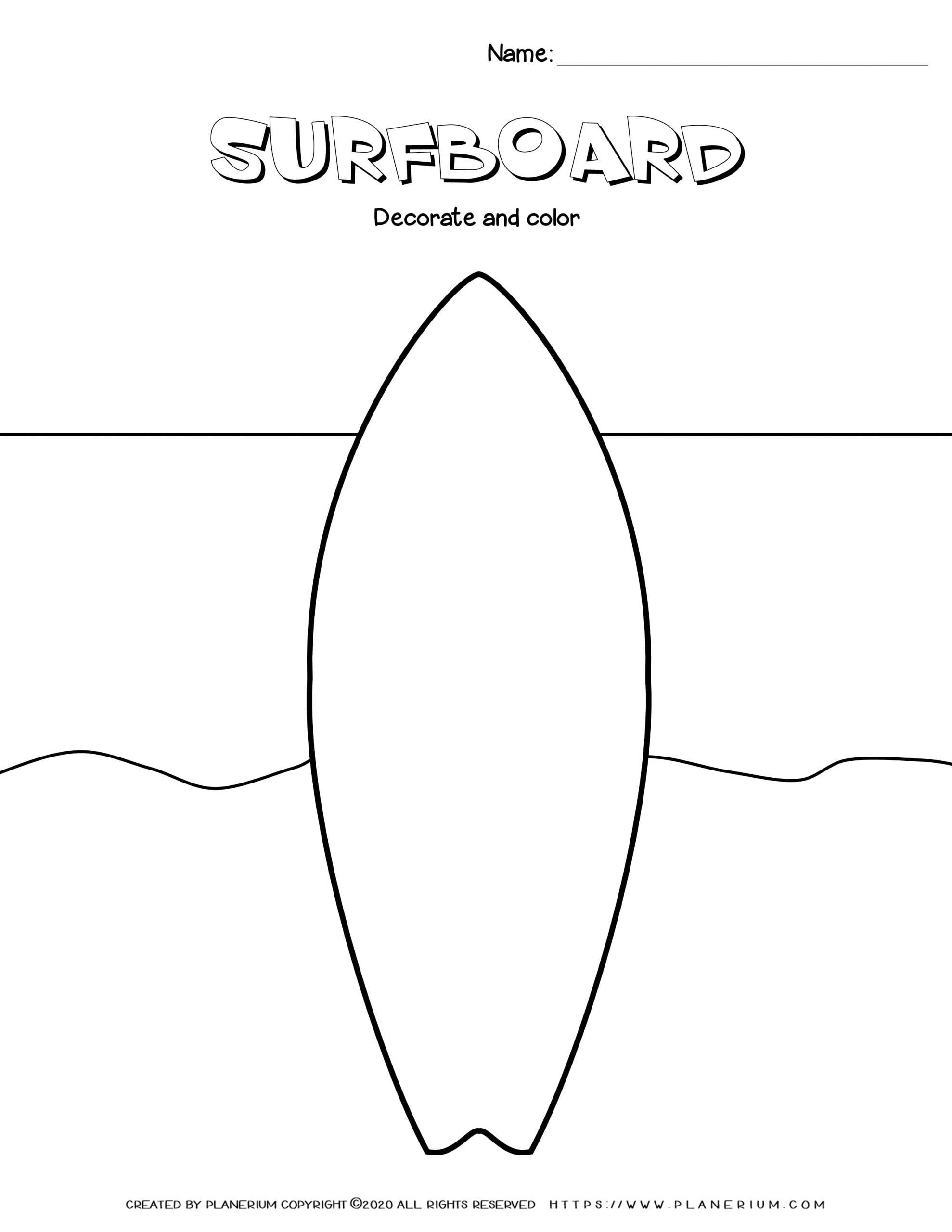 Summer Worksheet Decorate Your Surfboard Planerium Summer Worksheet Decorate Your Surfboard Planerium