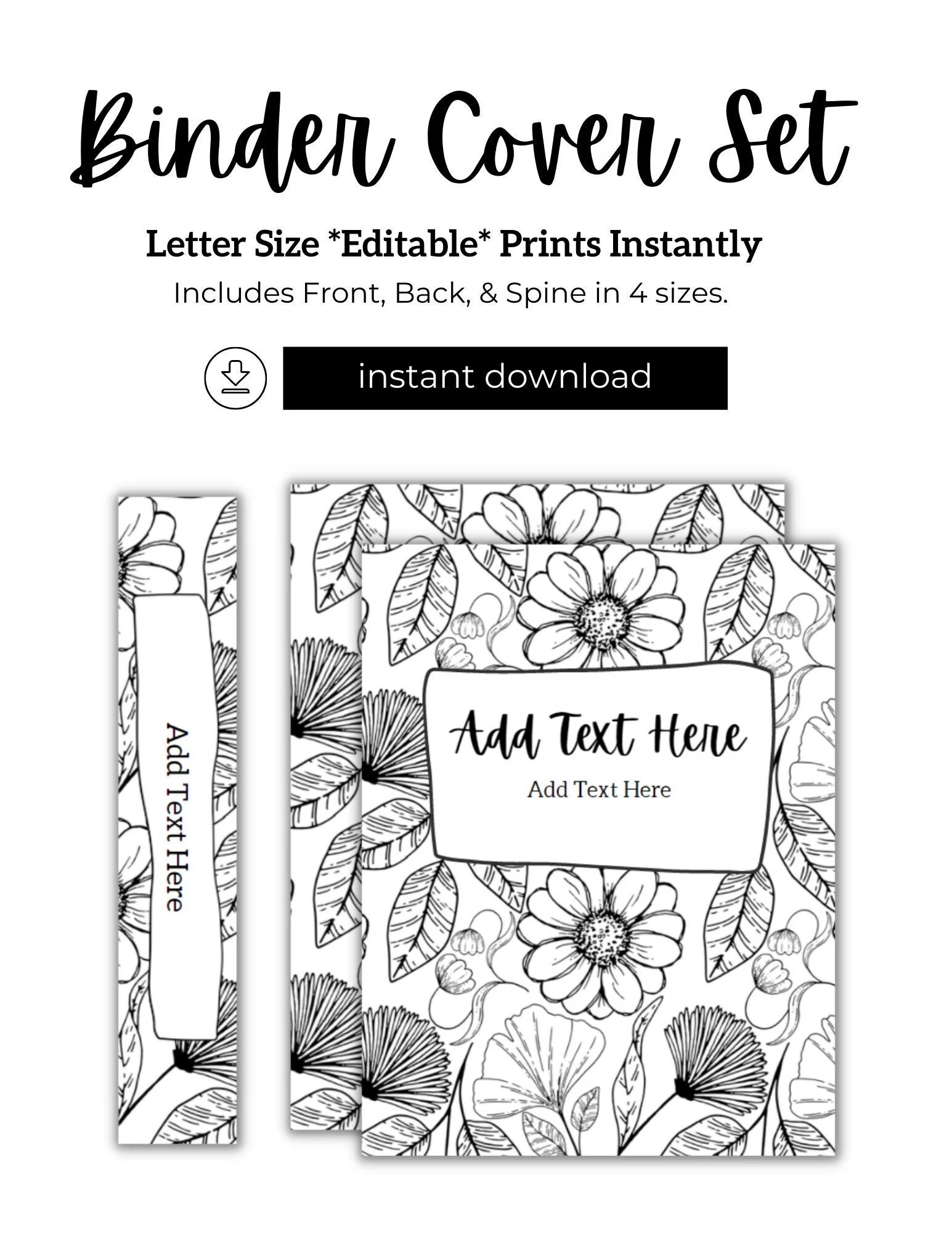 Sunflower Binder Cover Set Printable PDF Planner Editable Instant Download Letter Size Etsy