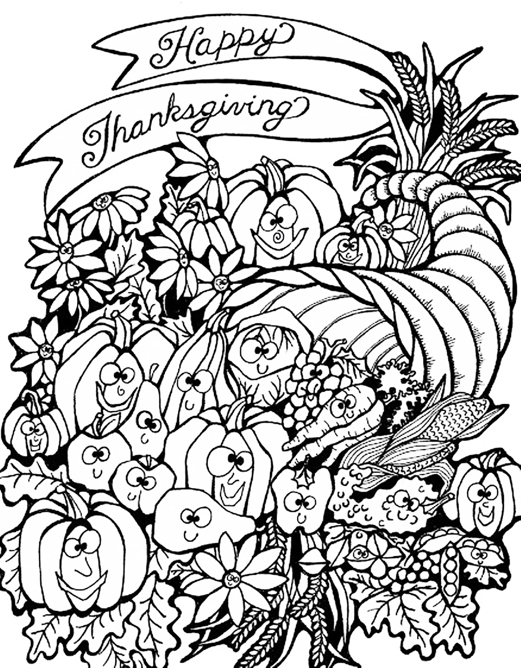 Thanksgiving Harvest Cornucopia Thanksgiving Coloring Pages For Adults Page Animals Thanksgiving Harvest Cornucopia Thanksgiving Coloring Pages For Adults Page Animals