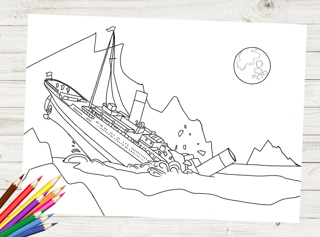 Titanic Sinking Printable Coloring Page Etsy UK Titanic Sinking Printable Coloring Page Etsy UK