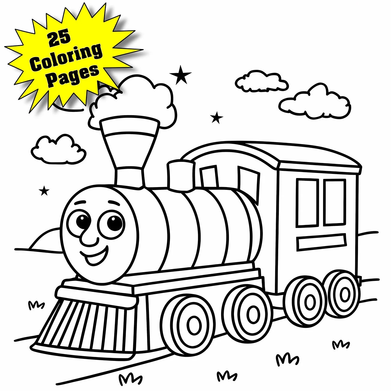 Trains Printable 25 Coloring Pages Trains Coloring Book 25 Train Coloring Pages Instant Download Choo Choo Train Printable PDF File Etsy Australia