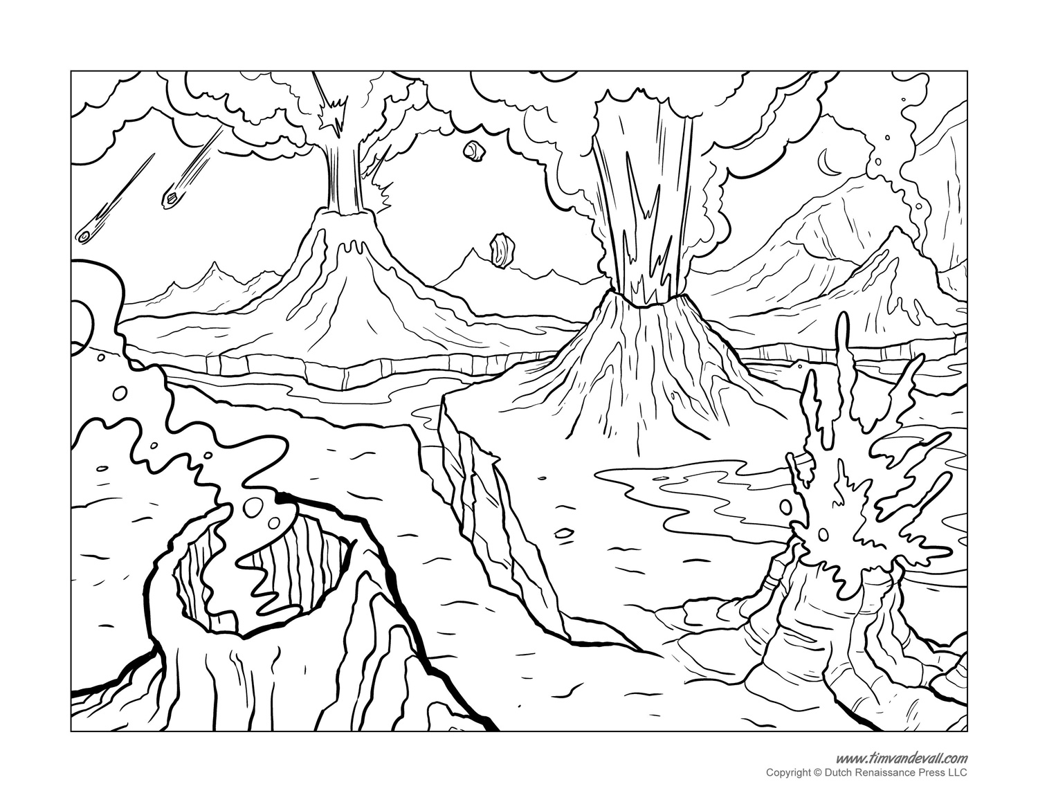 Volcano Coloring Page Printable