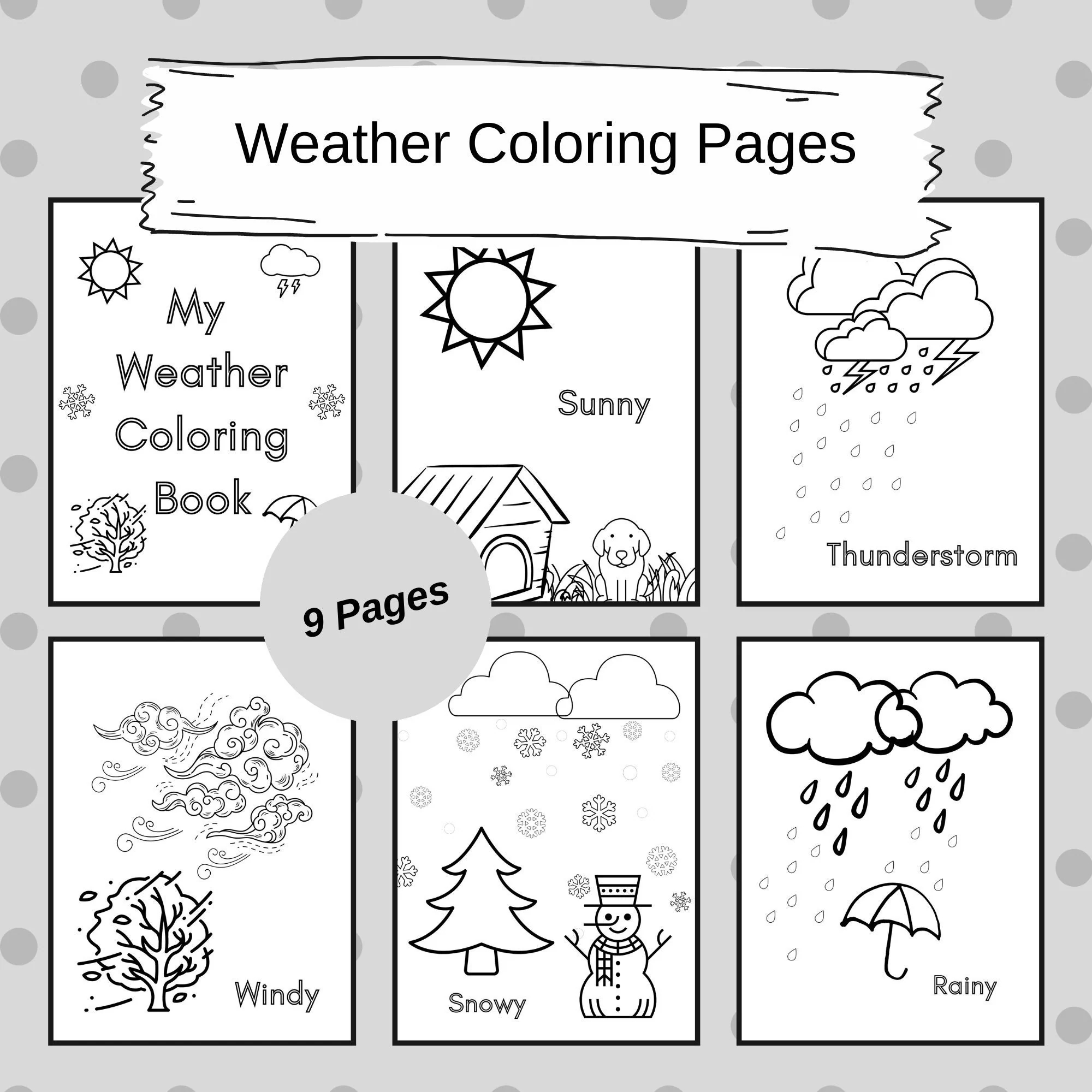 Weather Coloring Pages For Kids Printable Coloring Sheets Toddler Activity Book Weather Activity Pages Printable Coloring For Kids
