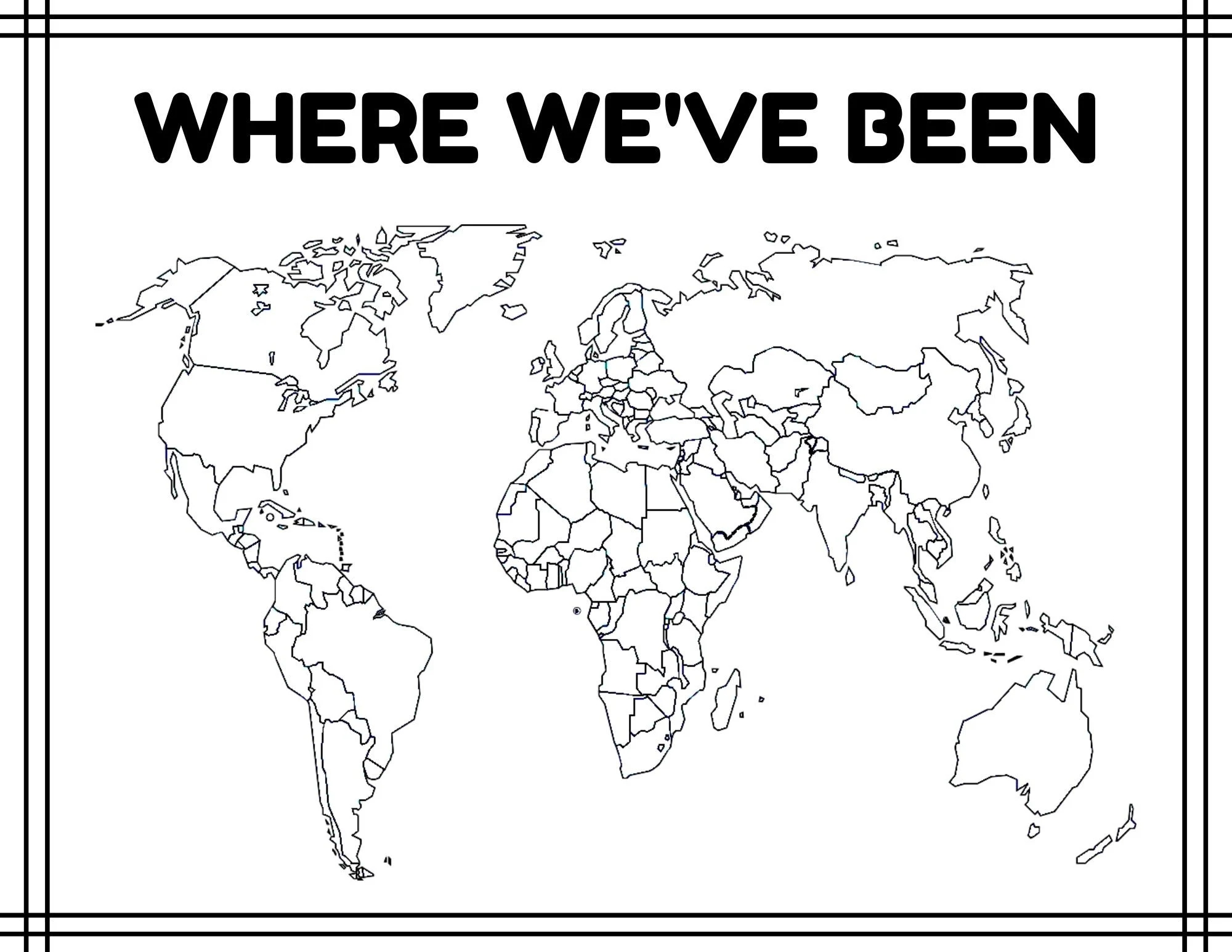 Where I ve Been A Blank Map Of The World Outline Colorable Maps Printable Digital Print Coloring Sheets plus Where We ve Been Where I ve Been A Blank Map Of The World Outline Colorable Maps Printable Digital Print Coloring Sheets plus Where We ve Been