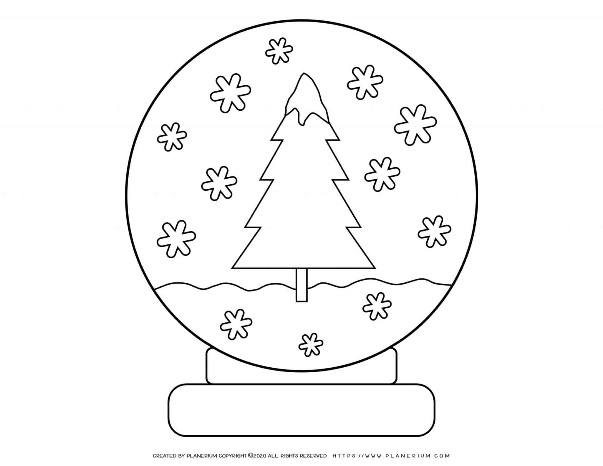 Winter Coloring Pages Snowflakes Ball Planerium
