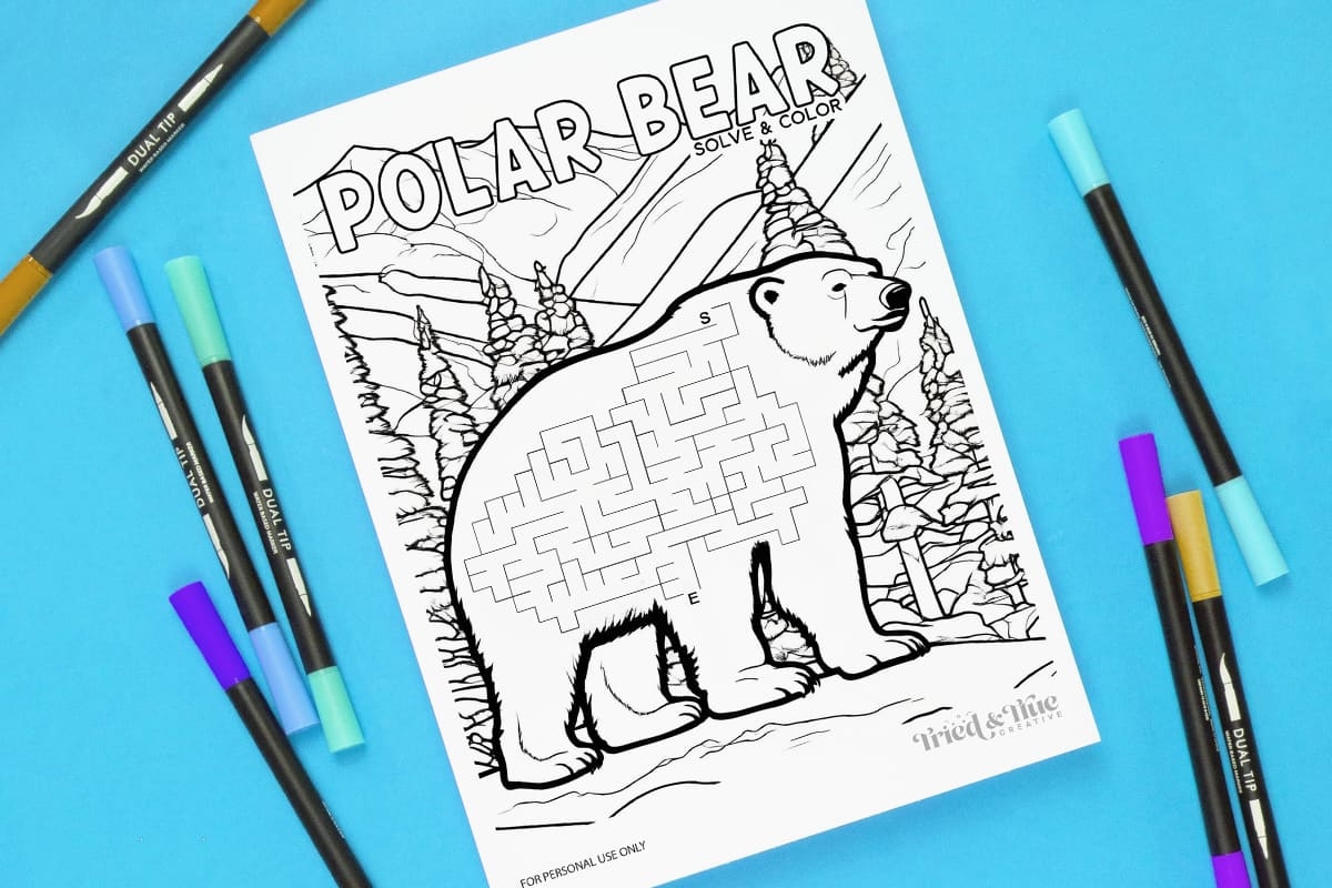 Winter Polar Bear Maze Coloring Page Free Printable Tried U0026 True Creative