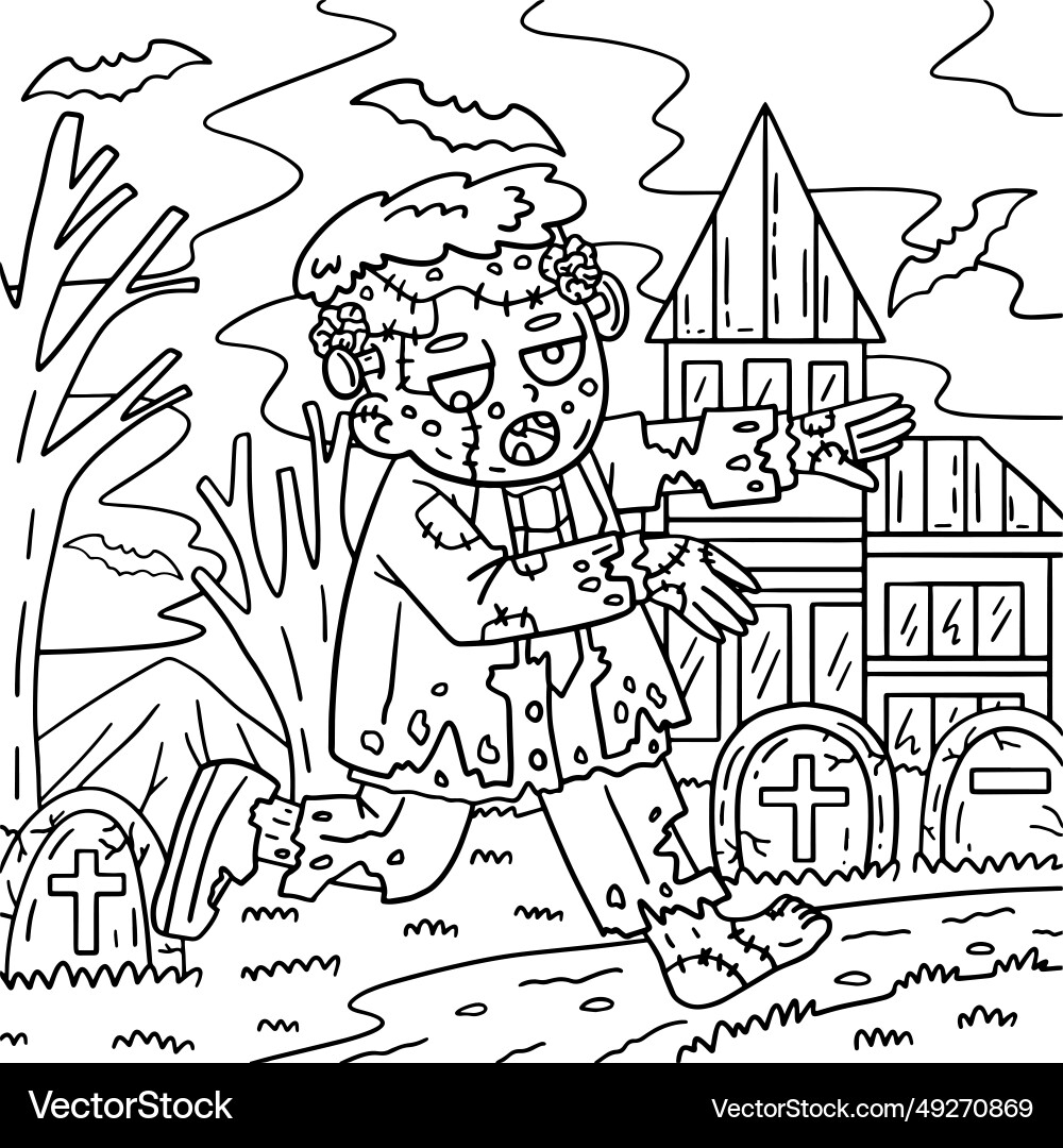 Zombie Frankenstein Coloring Pages For Kids Vector Image