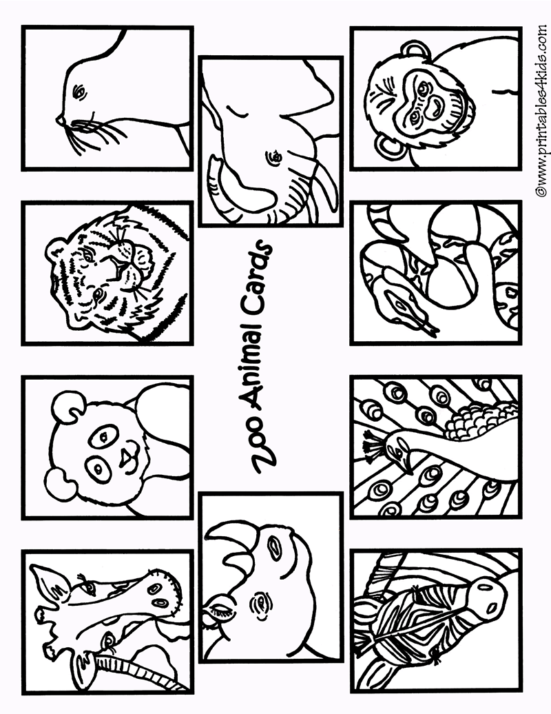Zoo animals coloring cards1 Printables For Kids Free Word Search Puzzles Coloring Pages And Other Activities